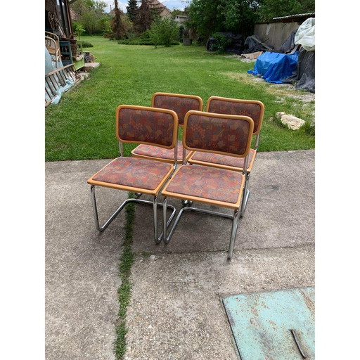 Set of 4 mid century upholstered Cesca chairs, Italy 1970s