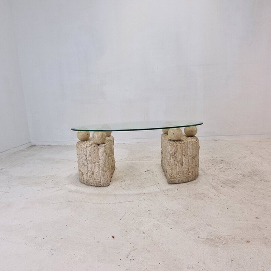 Image 1 of Vintage fossil stone coffee table by Magnussen Ponte, 1980