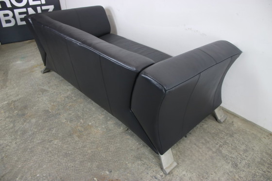Image 1 of Divano di design a tre posti Rolf Benz 322 Club Sofa in pelle nera