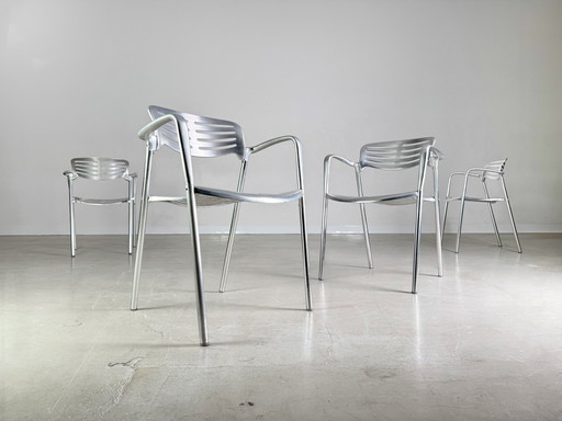 Set of 4 Toledo chairs Amat-3 Jorge Pensi aluminum design garden chair