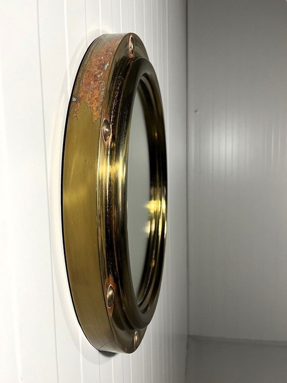 Image 1 of Brass Porthole Wall Mirror Deutsche Werkstätten 1950'S