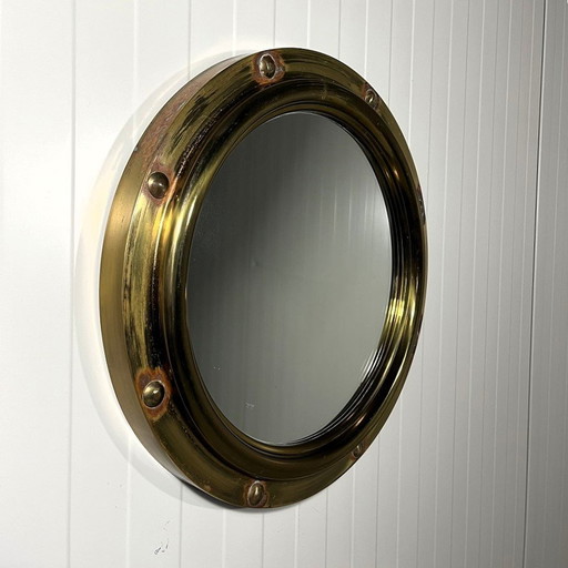 Brass Porthole Wall Mirror Deutsche Werkstätten 1950'S