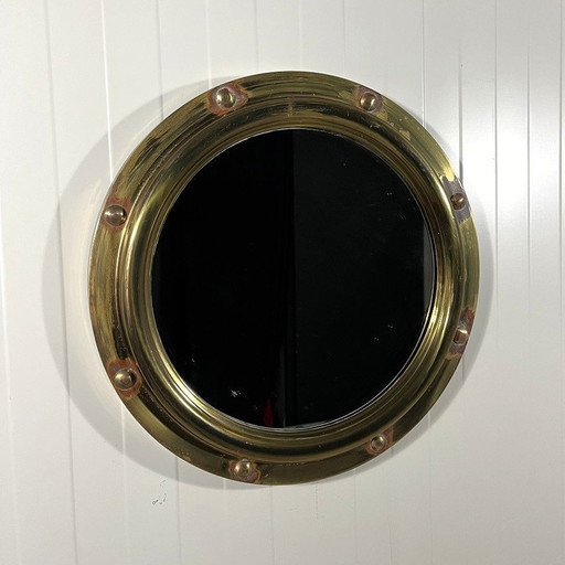 Brass Porthole Wall Mirror Deutsche Werkstätten 1950'S