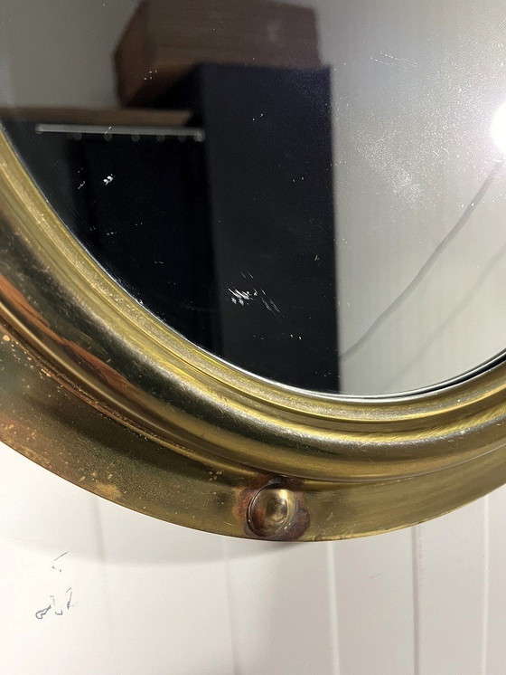 Image 1 of Brass Porthole Wall Mirror Deutsche Werkstätten 1950'S