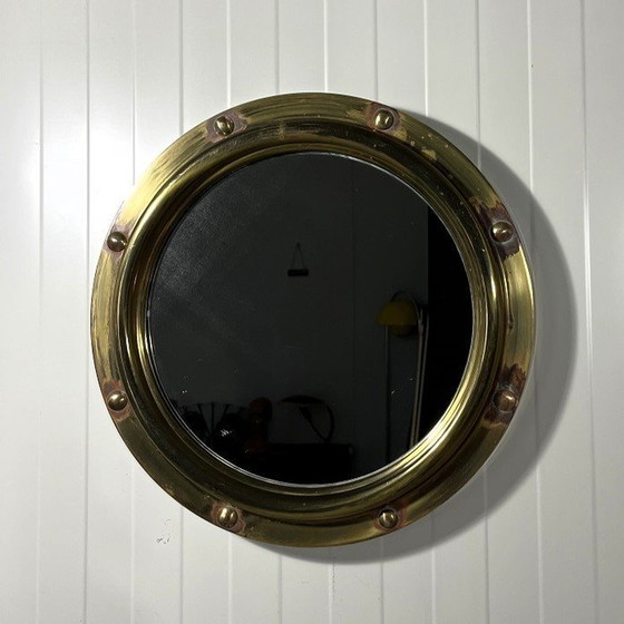 Image 1 of Brass Porthole Wall Mirror Deutsche Werkstätten 1950'S