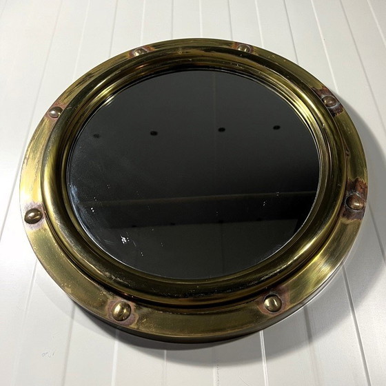 Image 1 of Brass Porthole Wall Mirror Deutsche Werkstätten 1950'S