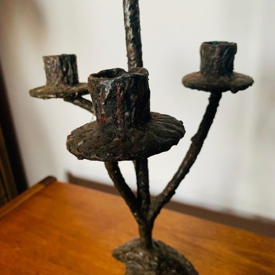 Image 1 of Vintage Brutalist candlestick in heavy iron