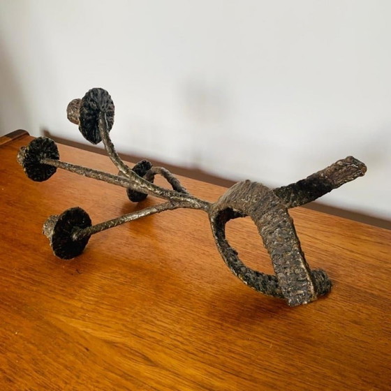 Image 1 of Vintage Brutalist candlestick in heavy iron