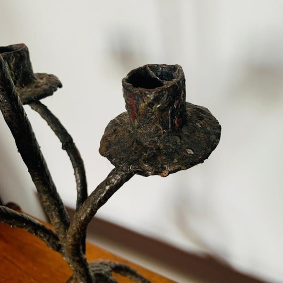 Image 1 of Vintage Brutalist candlestick in heavy iron