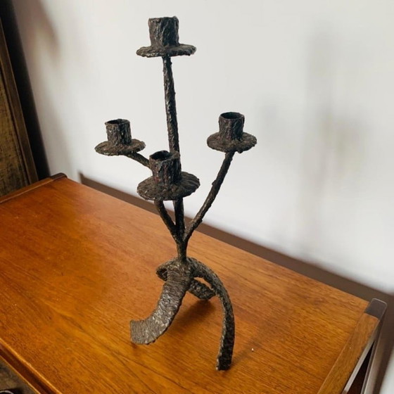 Image 1 of Vintage Brutalist candlestick in heavy iron