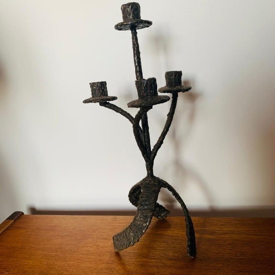 Image 1 of Vintage Brutalist candlestick in heavy iron