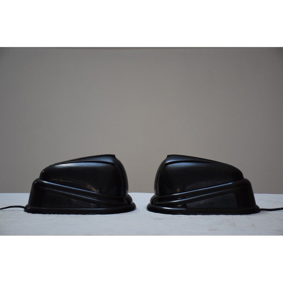 Image 1 of Coppia di lampade vintage in bachelite marrone a bolide di Lucidus Bloc per Gustav Miklos, 1945