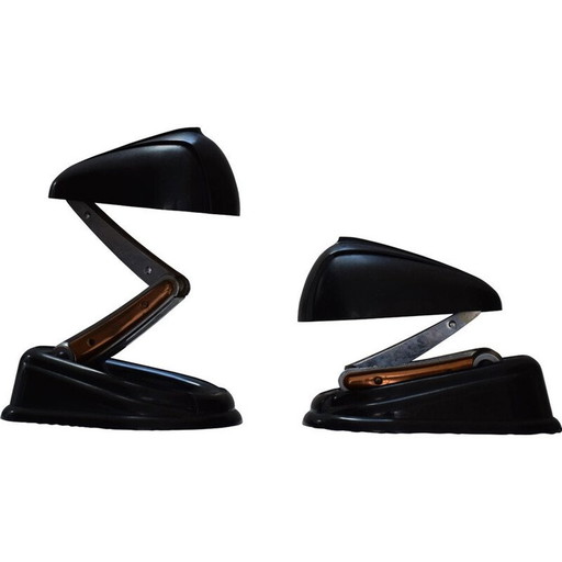 Coppia di lampade vintage in bachelite marrone a bolide di Lucidus Bloc per Gustav Miklos, 1945