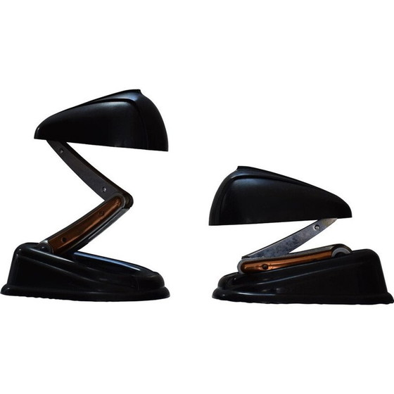 Image 1 of Coppia di lampade vintage in bachelite marrone a bolide di Lucidus Bloc per Gustav Miklos, 1945