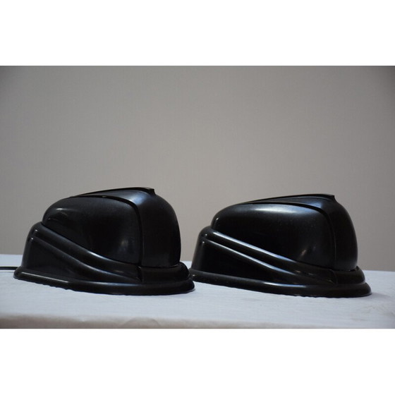 Image 1 of Coppia di lampade vintage in bachelite marrone a bolide di Lucidus Bloc per Gustav Miklos, 1945