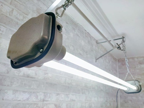 Image 1 of Large Vintage Hanging Lamp - Industrial Neon Railing - Loft - 1970