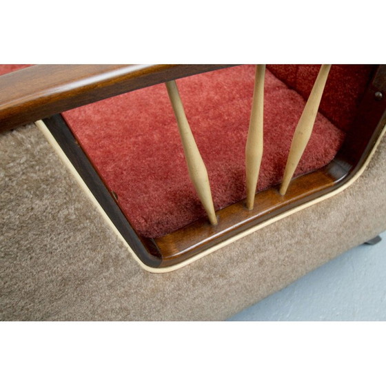 Image 1 of Mid-century armchair in beige and red, 1950s