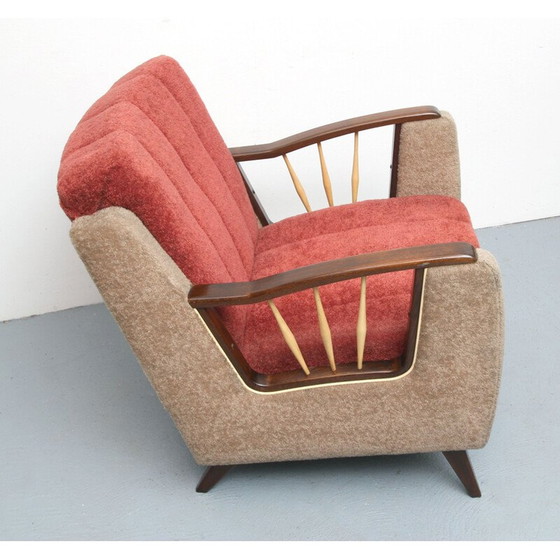 Image 1 of Mid-century armchair in beige and red, 1950s