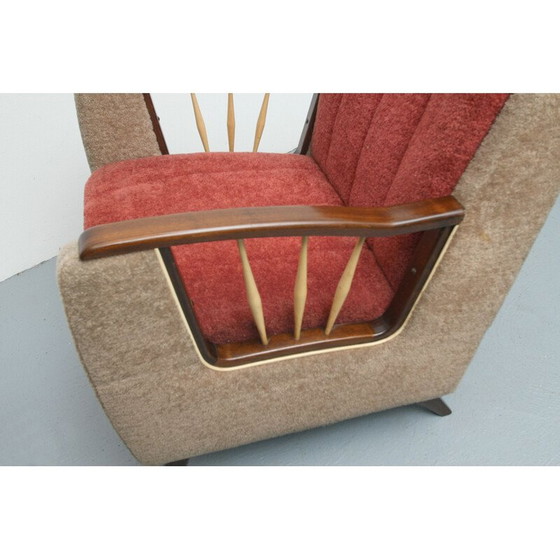 Image 1 of Mid-century armchair in beige and red, 1950s