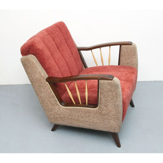 Image 1 of Mid-century armchair in beige and red, 1950s