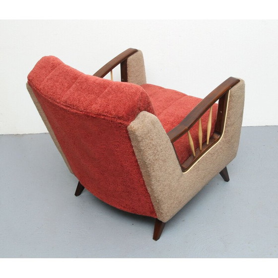 Image 1 of Mid-century armchair in beige and red, 1950s