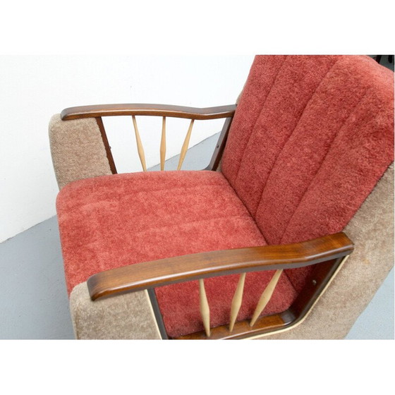 Image 1 of Mid-century armchair in beige and red, 1950s