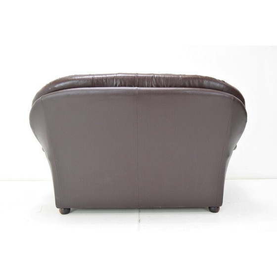 Image 1 of Vintage leatherette and wood sofa, Czechoslovakia 1990