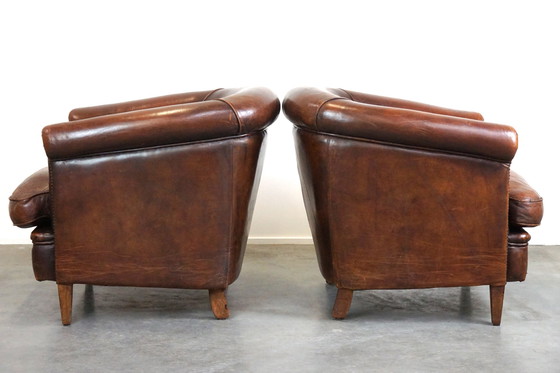 Image 1 of 2 x Club chair made of sheep leather