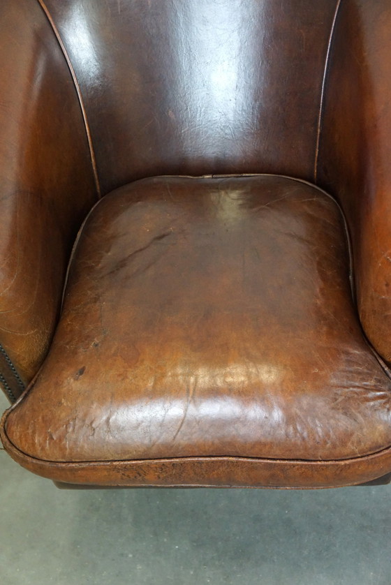 Image 1 of 2 x Fauteuil club en cuir de mouton