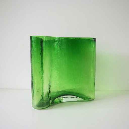 1970S Krosno Poland Cast Glass Organic Design Vase 