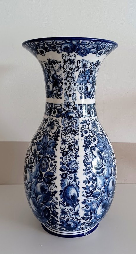 Image 1 of Italian Ceramic Vase Ardalt Blue Delfia '50-'60