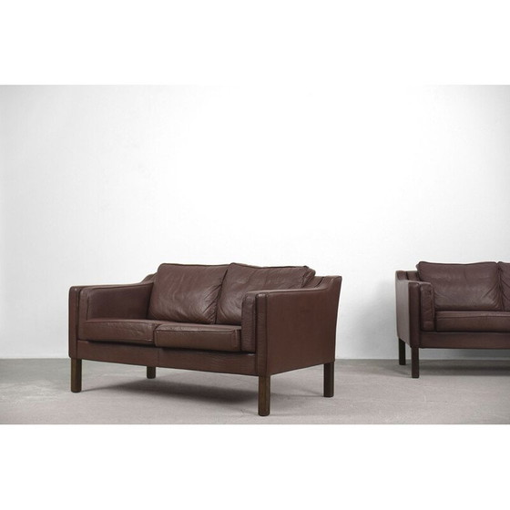 Image 1 of Coppia di divani vintage in pelle scandinavi degli anni '70