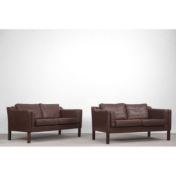 Image 1 of Coppia di divani vintage in pelle scandinavi degli anni '70