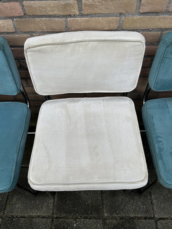 Image 1 of 5 Rib Fabric Chairs With Chrome Tube Frame