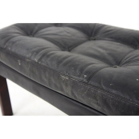 Image 1 of Vintage leather and rosewood footrest, Sweden 1960s