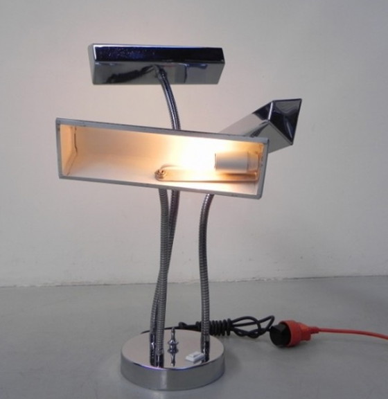 Image 1 of Lampe de bureau vintage avec 3 abat-jour chromés