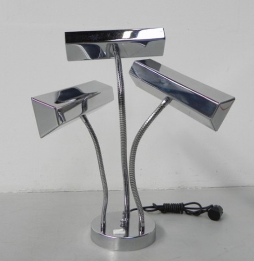 Vintage desk lamp with 3 chromed shades