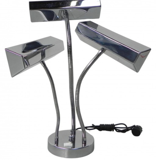 Vintage desk lamp with 3 chromed shades