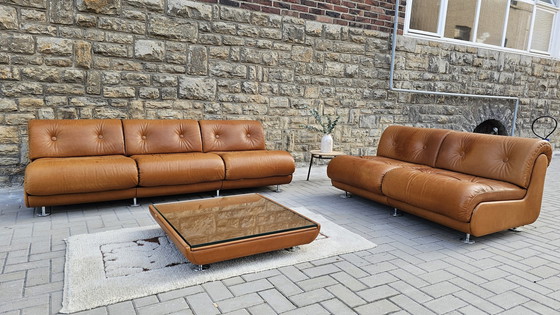 Image 1 of Vintage Loft Studio Space Age 60S 70S Groupe de sièges en cuir Canapé en cuir