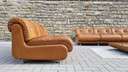 Vintage Loft Studio Space Age 60S 70S Groupe de sièges en cuir Canapé en cuir