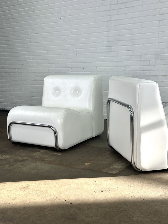 Image 1 of Adriano Piazzesi armchairs white with tubular frame