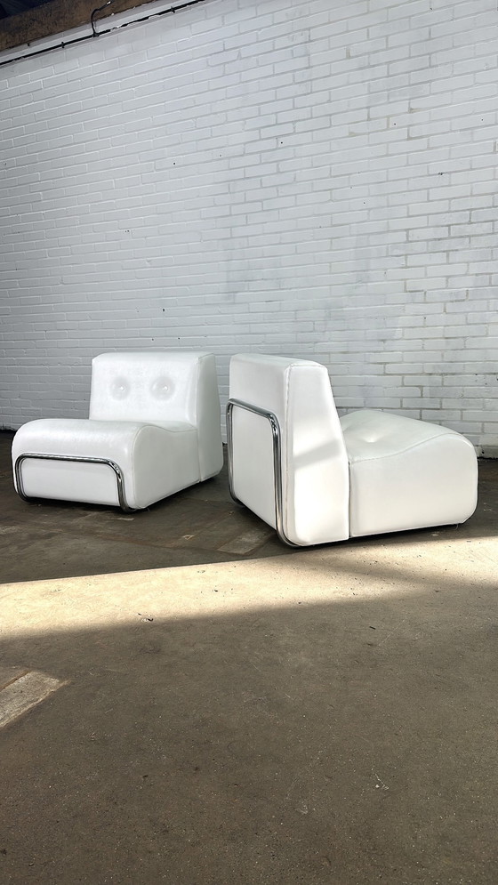 Image 1 of Adriano Piazzesi armchairs white with tubular frame