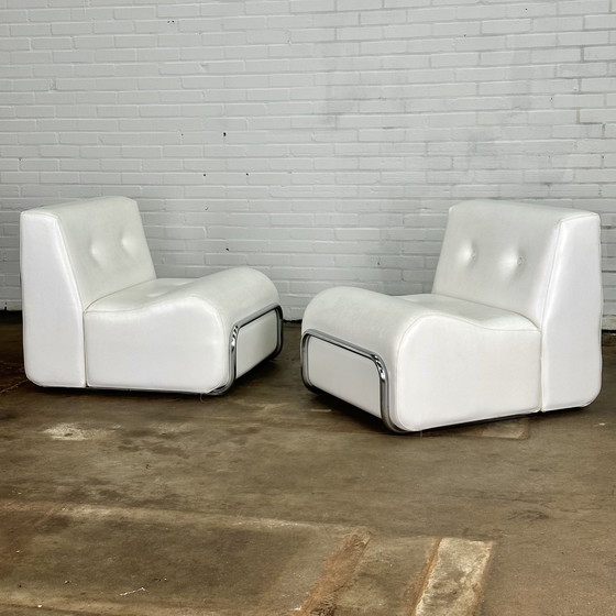 Image 1 of Adriano Piazzesi armchairs white with tubular frame