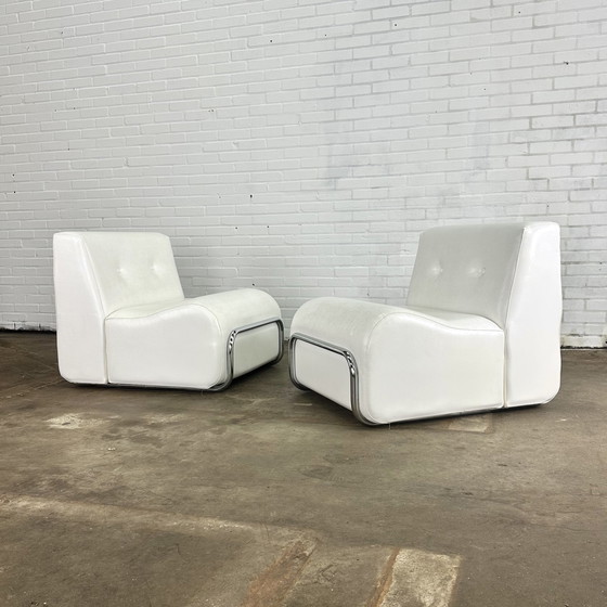 Image 1 of Adriano Piazzesi armchairs white with tubular frame