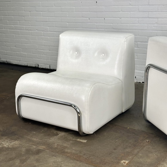 Image 1 of Adriano Piazzesi armchairs white with tubular frame