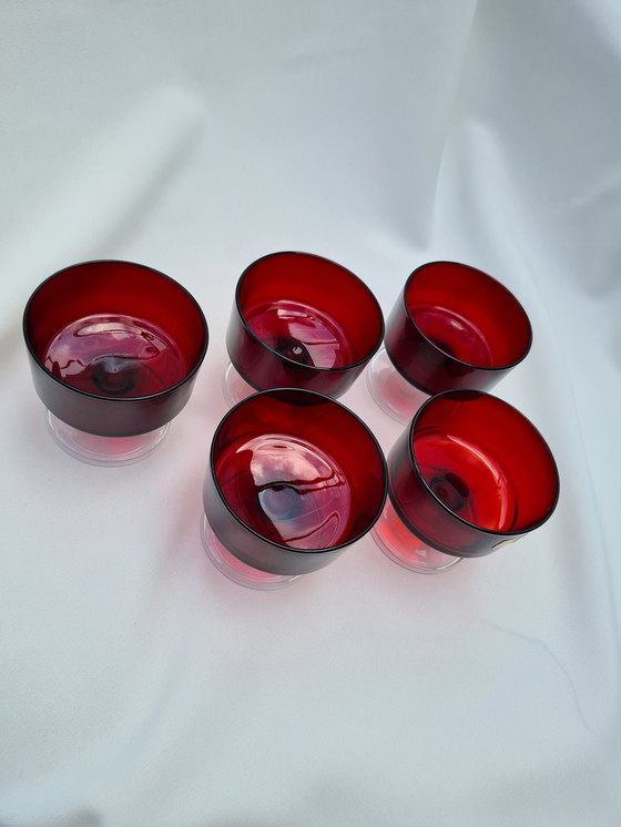 Image 1 of 5x Red Luminarc coupe glasses