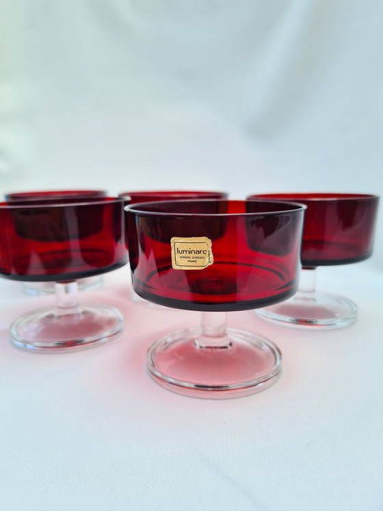 Image 1 of 5x Red Luminarc coupe glasses