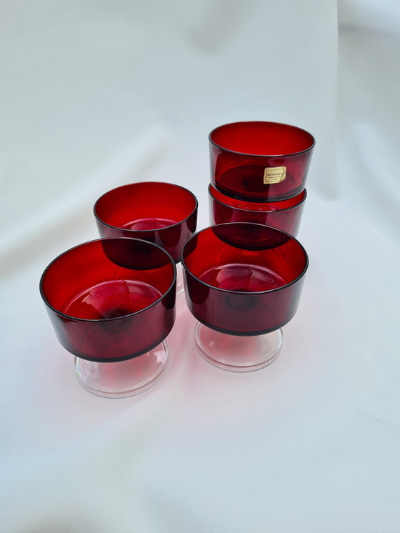 Image 1 of 5x Red Luminarc coupe glasses