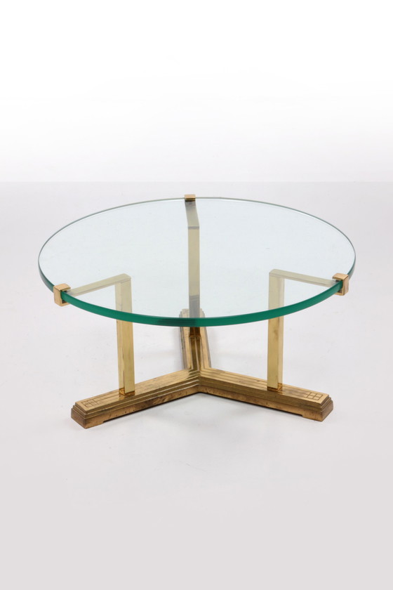 Image 1 of Gold round Peter Ghyczy side table Model T37