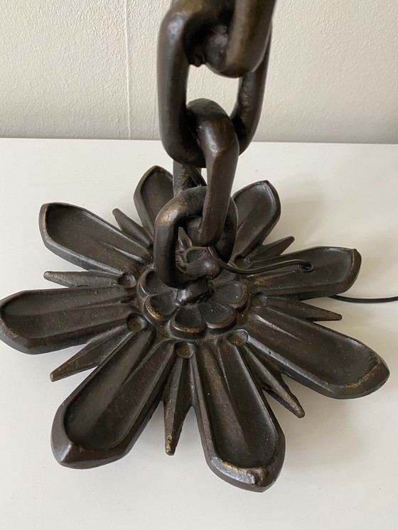 Image 1 of Vintage chain cast iron table lamp